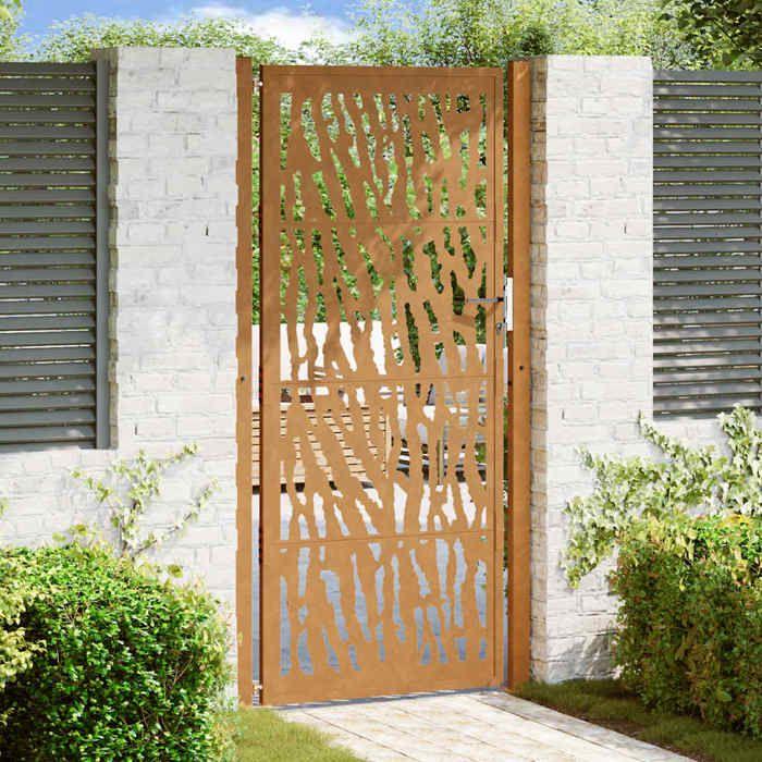VidaXL Garden Gate Steel Weatherproof Design Traces, Fence Gate, Outdoor Gate, Metal Gate, 4100988