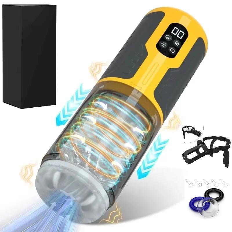Automatic Telescopic Rotation Male Masturbator Vibration Heated Blowjob Sexmachine Sex Toy for Men Masturbation Cup Pocket Pussy