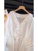 Summer Blouse With Ruffled Lace Trim Vneck Long Sleeve For Women