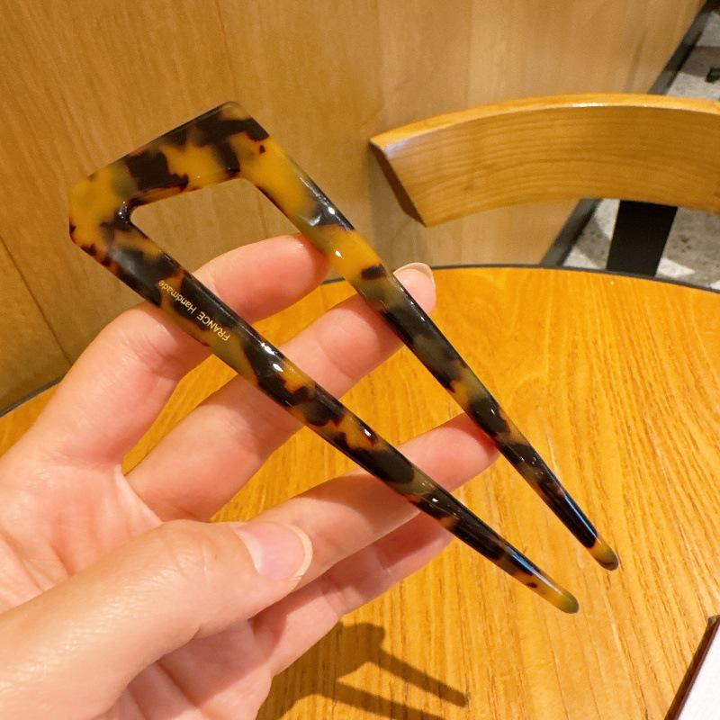 New Gold Label Acetate U-Shaped Hairpin – Elegant Chinese Style Bun Accessory