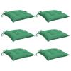 VidaXL Set of 6 Chair Cushions, Seat Pad with Tie Strings, Waterproof Outdoor Cushion, Green 40x40x7 Cm 361467