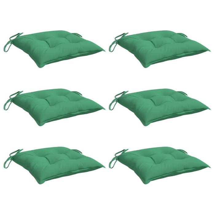 VidaXL Lot de 6 Coussins de Chaise, Galette de Siège avec Jeux de Cordes, Coussin d'Extérieur Imperméable, Vert 40x40x7 cm 361467