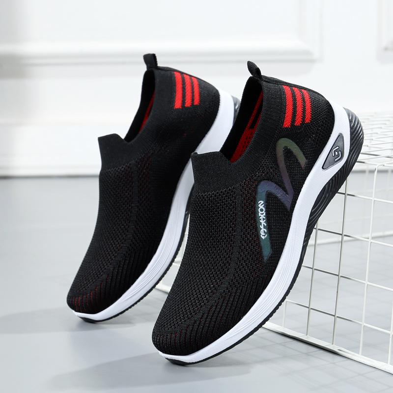 New Fly-woven One-pedal Socks Mouth Casual Women's Shoes Massage Bottom Breathable Mother Shoes Walking Sports Shoes