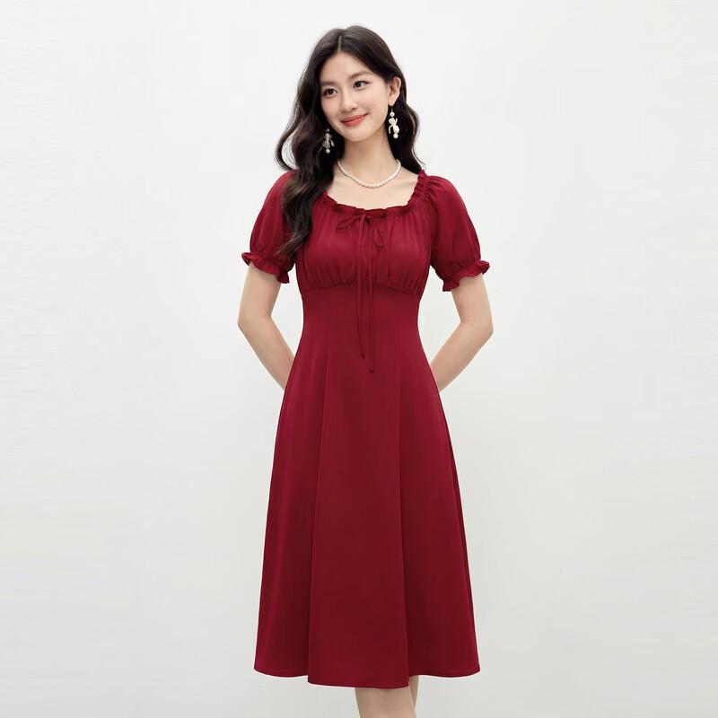 

French Retro A-Line Waist Tie Dress M