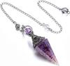Antique Silver Seven Chakra Crystal Resin Pendulum with Semi-Precious Chips Pendant