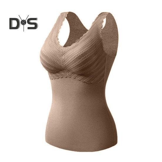 

Женский осенне-зимний терможилет с V-образным вырезом, кружевной строчкой, подкладкой из бархата, бесшовный утепленный теплый жилет 2XL