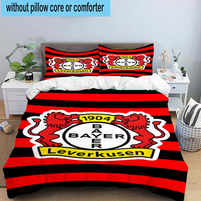 3pcs Bayer Football Club Printed Bedding Set Duvet Cover Closure Includes 1 Duvet Cover & 2 Pillowcases Bedding Sets Home Decor Gifts
