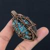 Tibetan Turquoise Pendant, 999 Copper Wire Wrapped Gemstone Jewelry, Handmade Pendant, For Thanksgiving