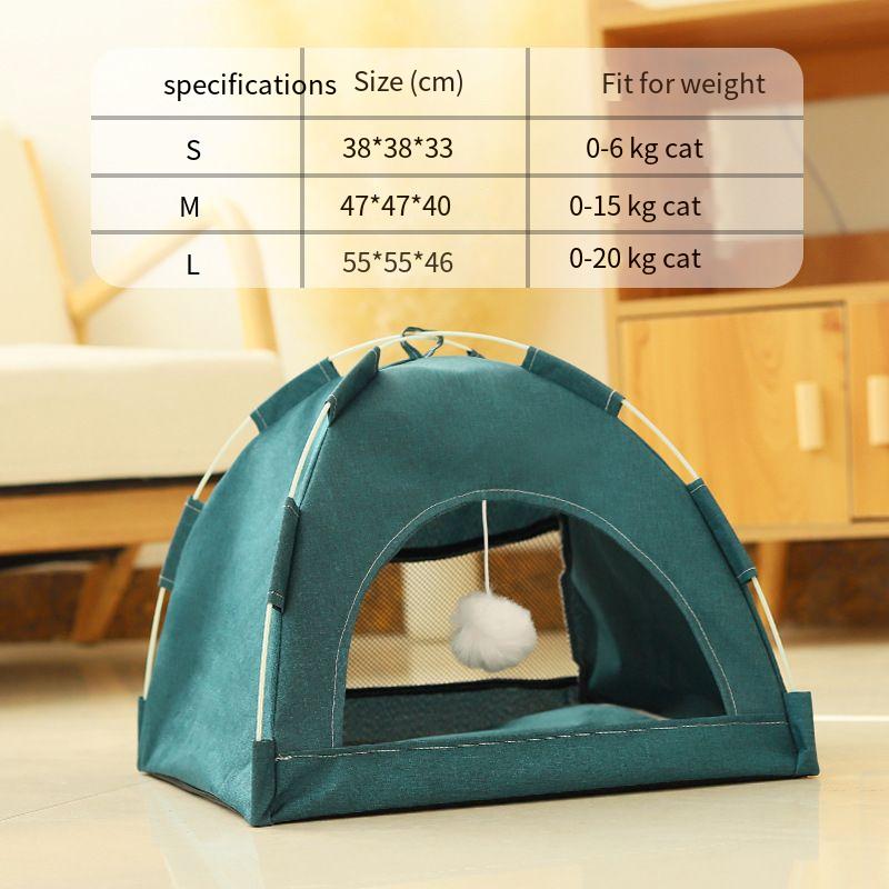 Breathable Felt Cats Tent with Interactive Toy Foldable Pets Cave Bed Four Seasons Universal Cat House for Indoor Cats & Kittens