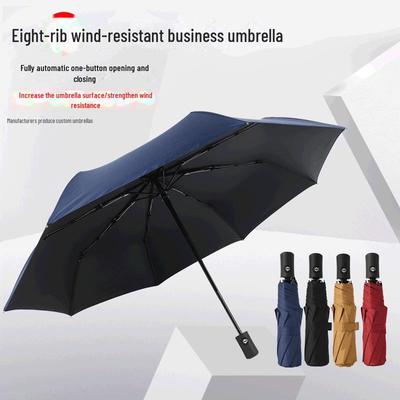 Černý business dárek deštník s 8 žebry, automatickým otevíráním a UV ochranou