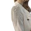 Rhinestones Studded Epaulettes Tassels Fringed Shoulder Epaulet For Evening Gown Cosplay Outfits Clothing Embellishment