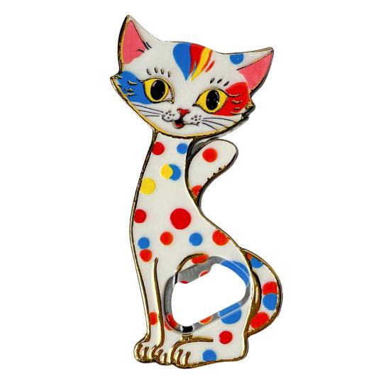 Handheld Bottle Opener Cat Fridge Magnet, Vintage Cartoon Kitten Decorative Opening Tool Magnetic for Home Bars and Kitchen Office Magnet