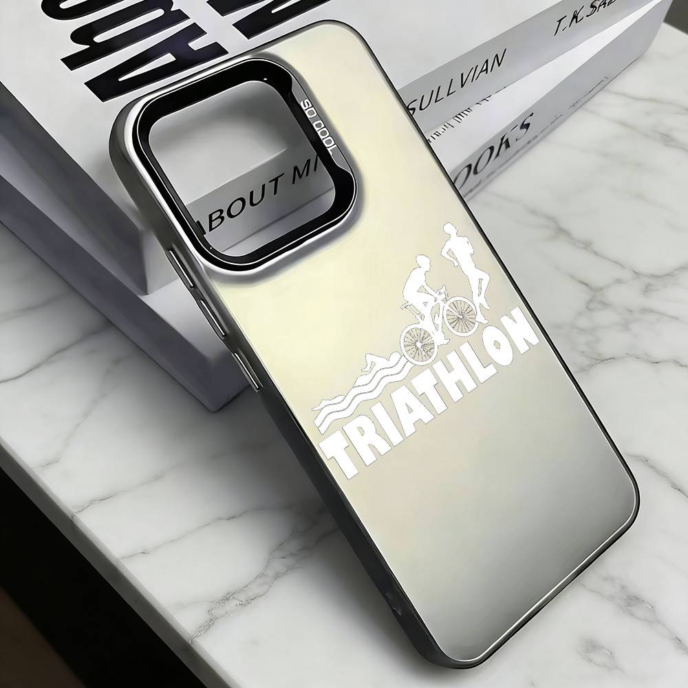 

Triathlon Swim Bike Run Tri Life Phone Case For iPhone 17,16,15,14,13,12,11 Plus,Pro Max,XS,Colorful Silver Black Cover iPhone15plus