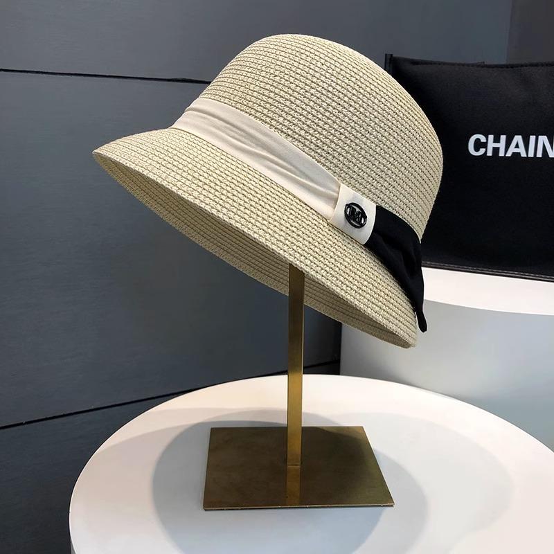 Straw Hat Women's Summer Travel Seaside Foreign Style Top Hat British Sunshade Sun Protection M Standard Fisherman Sun Hat