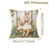 Happy Easter Cute Bunny Pillow Case, Colorful Ultra-Soft Fabric Cushion Cover For Sofa Bed Living Room And Home Decor Gift