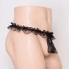 Solid Color Men's Thongs Low Waist Hollowed-out Sex Panties Black Sex Fun Elastic Thong Hollowed-out Sex