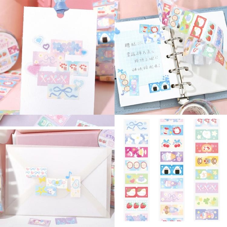 Scrapbooking Decorative Tape Glittering Cutout Tape Pre-cut Cartoon Sticker Roll For Journal Notebook Seal Envelope Card