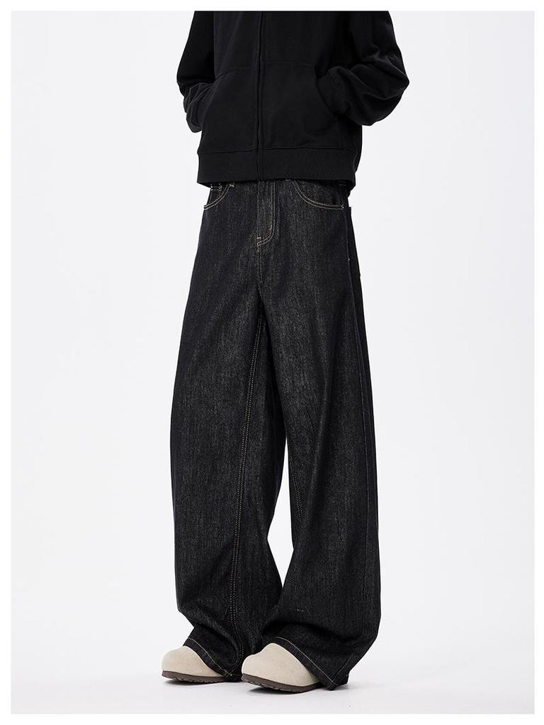 Men's American Retro Wide-Leg Jeans - Trendy, Loose-Fit, Straight Casual Trousers