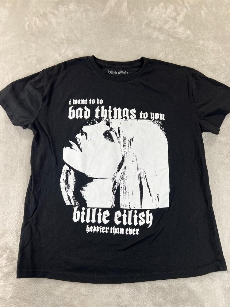 Billie Eilish Happier Than Ever Black Short Sleeve Shirt Women#039s XL Unisex T-Shirt XXL