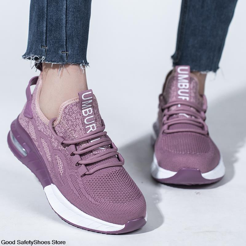 Ατσάλινα παπούτσια ασφαλείας Γυναικεία πάνινα παπούτσια εργασίας Μαξιλάρι αέρα που αναπνέει Γυναικεία παπούτσια εργασίας, ανθεκτικά στη διάτρηση, ελαφριά μπότες εργασίας γυναικεία