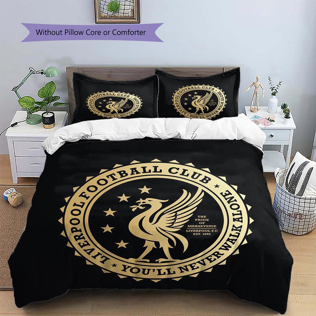 Set Copripiumino Trapuntato con Fantasia Liverpool Football Club Decorazione per la Casa Regalo (1 * copripiumino + 2 * federe senza imbottitura)
