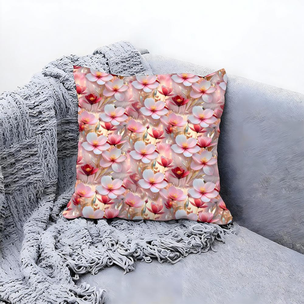 Pretty D Flower Pattern Decor Cushion Cover Premium Comfort Reversible Pillow Cove In One Design for Any Room  Car Interior