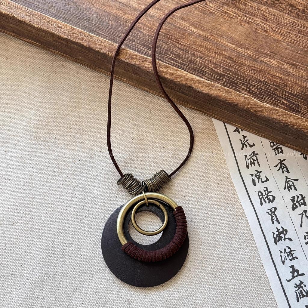 New Chinese Zen Long Round Necklace Ethnic Style Stacked Sweater Chain Bohemian Accessories