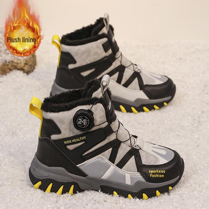 Kız Çocuk 2025 Kışlık Pamuklu Yüksek Bilekli Kar Botu - Kadife Destekli, Sıcak, Kalınlaştırılmış, Spor İçin Hazır, Dağcılık Ayakkabısı