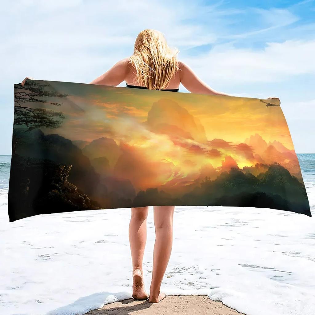 Sunrise Bath Towel Large Soft Lightweight Bath Sheet Blanket Sand Towel Beach Blanket Sand Free-Microfiber Quick Dry Pool Towel