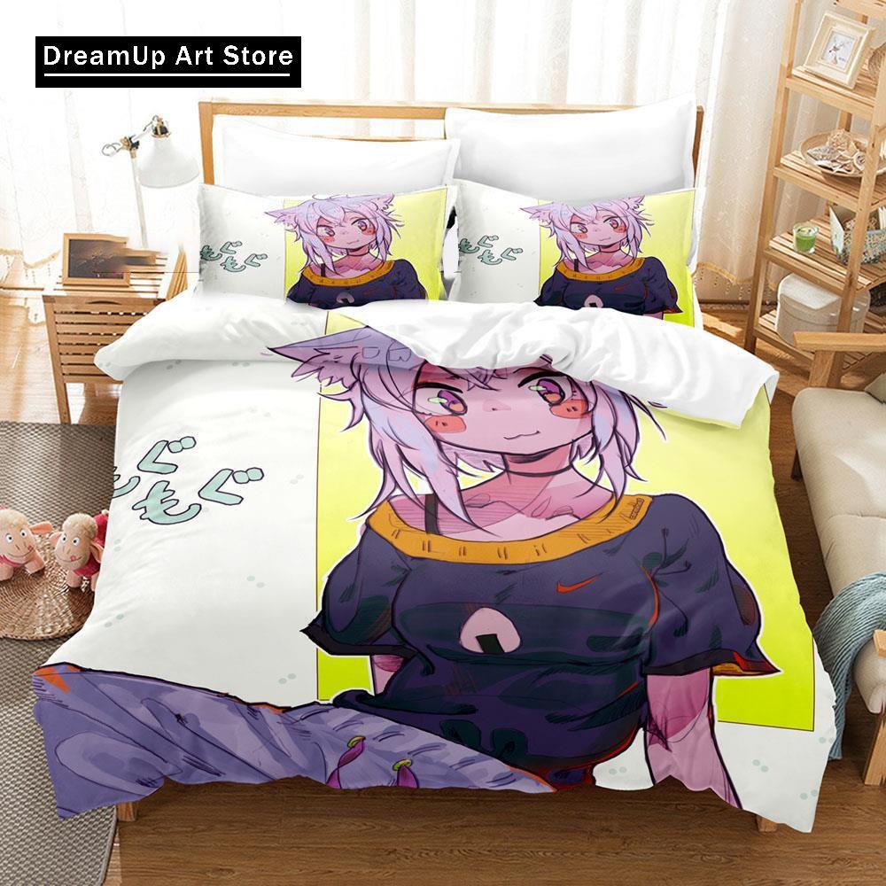 3d Print Anime Nekomata Okayu Bedding Set Boys Girls Twin Queen Size Duvet Cover Pillowcase Bed Kids Adult Fashion Home Textiles