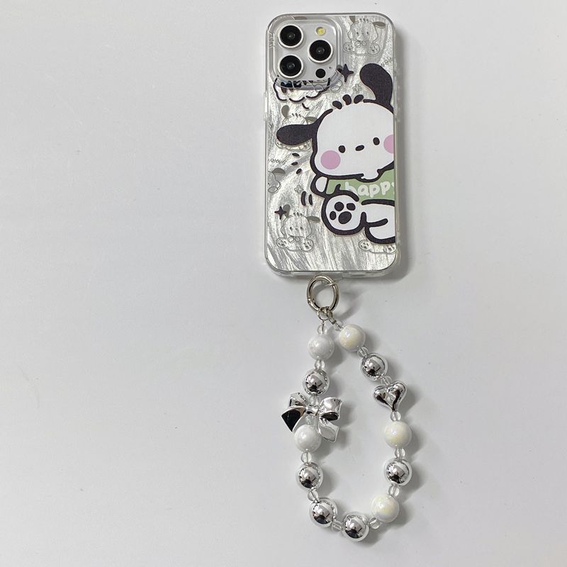 Japanese and Korean Cute Puppies Are Suitable for Apple 16 Feather Yarn Mobile Phone Case iPhone17 Acrylic New Painted Cartoon
