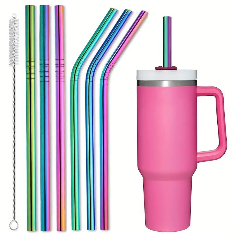 

6pcs, Extra Long Metal Replacement Straws For Stanley 40oz Adventure Travel Tumbler, 12 x 8 MM Stainless Steel Drinking Straws