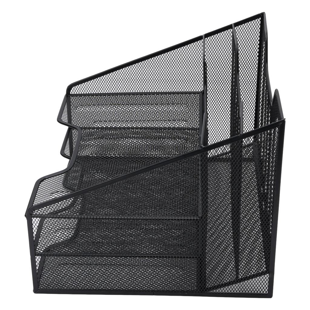 3 Tier Paper Tray Metal Mesh Desktop Organizer Sorter Letter File Document Storage Rack Office Supplies