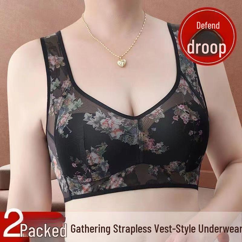 

Seamless Lace Supportive Bra for Women - Large Size, Gathered Fit, Thin Vest Style 5L [170-190 lbs]