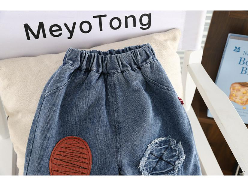 Boys' Summer Denim Shorts & T-Shirt Set - Kids' Casual Crew Neck Two-Piece Outfit