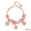 Roségold-Plattiertes Charm-Armband Y2K Rosa Kristalle Kirschblüten-Schneeflocken-Anhänger Verstellbare Kette Schmuck Für Frauen Geschenke