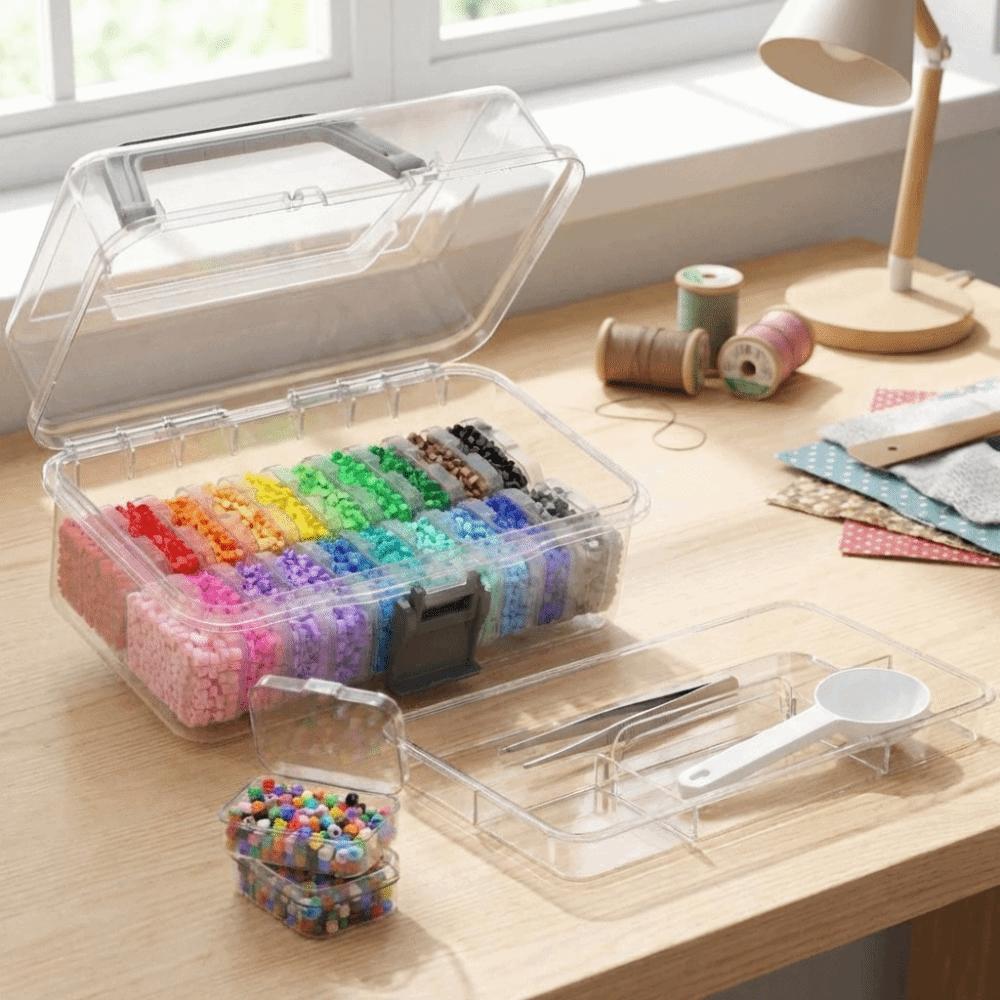 Large Capacity Fuse Beads Organizer 20pcs Small Boxes with Cover Craft Storage Tool Box Multi-functional Space Saving