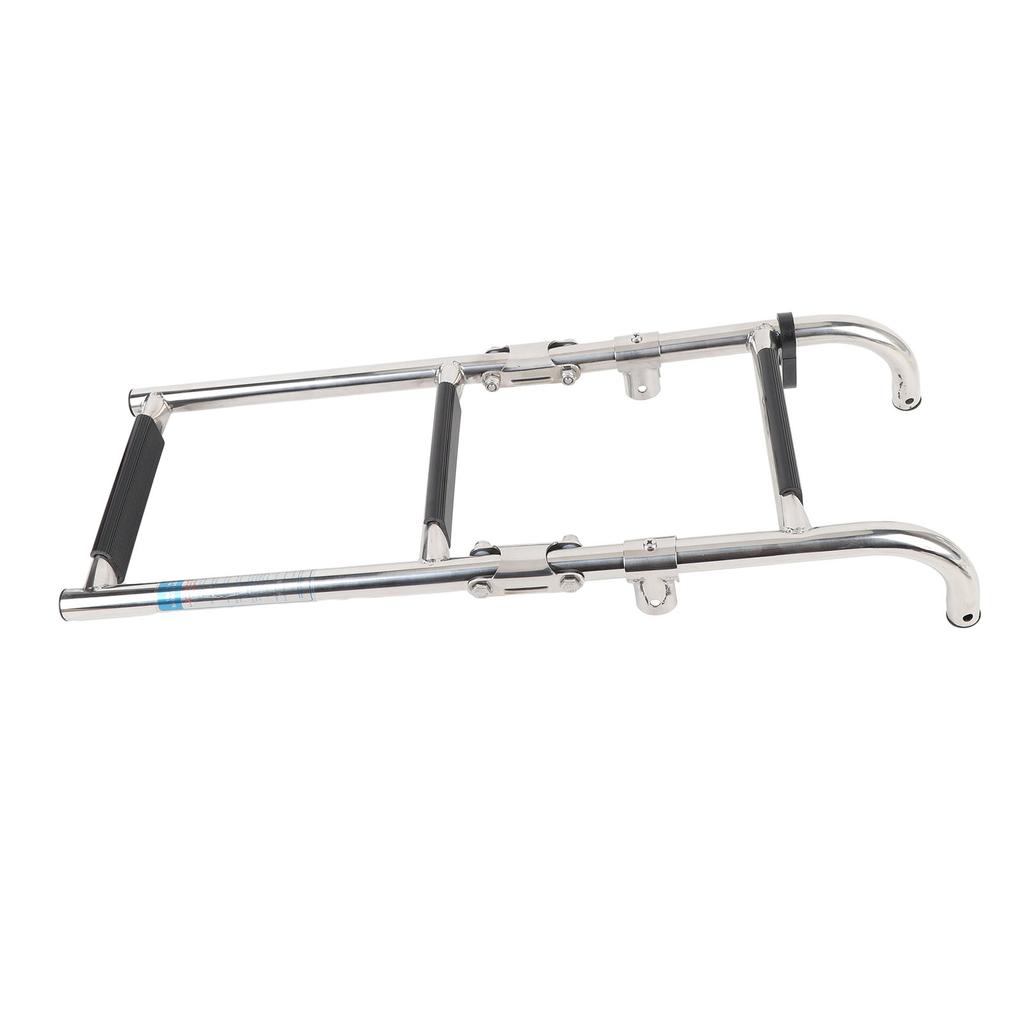 3 Steps Foldable Boat Ladder Stainless Steel Stern Mount Enhanced Grip Swim Deck Ladder for Yacht Dock
