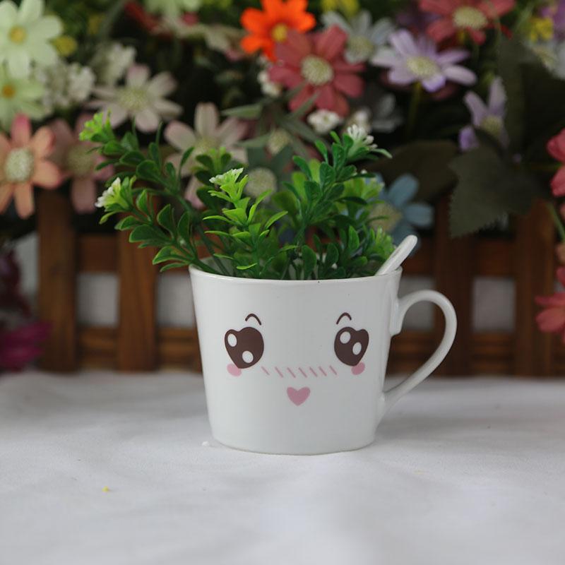 Ceramic Funny Mugs With Spoons Cartoon Couple Creative Compact Coffee Milk Juice Cups Birthday Gifts Drinkware