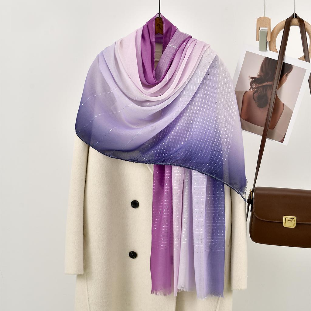 New Ombre Sequins Muslim Hijab Scarf Shawl Sparkly Summer Head Cover For Women Elegant Prayer Accessories Islam Turban 180*80Cm