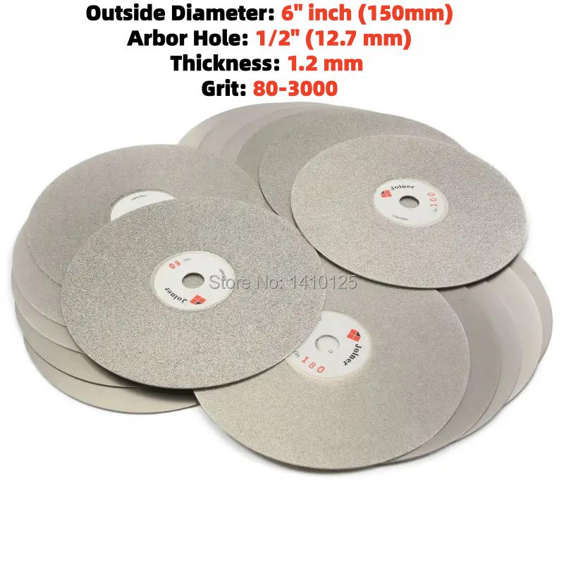 10PCS 6" Inch Grit 80-3000 Coarse To Fine Diamond Grinding Disc Coated Flat Lap Disk Abrasive Wheel Lapidary Tools Gemstone Rock
