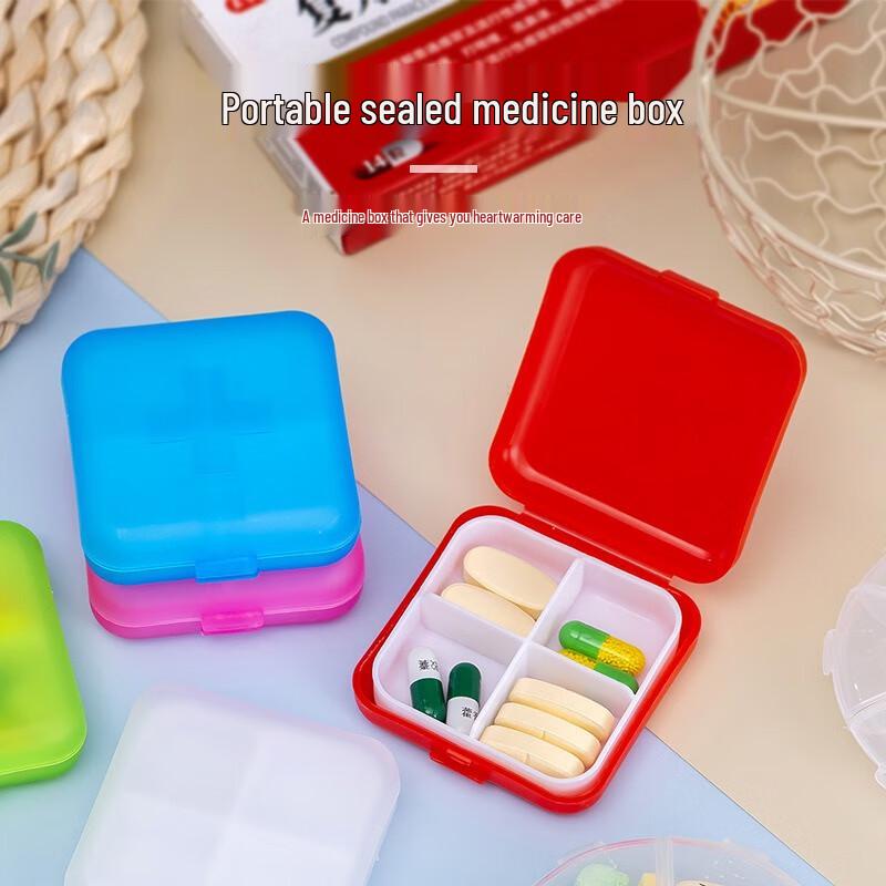 

Portable 4-Compartment Pill Box