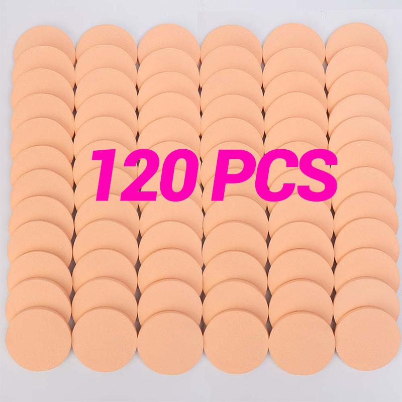 12-120 Stück Runde Schwamm Puderquaste Nass Trocken Doppelte Anwendung Hautfarbe BB Cream Foundation Kosmetik Quaste Gesicht Schönheit Make-up Werkzeuge