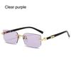Rimless Gradient Sunglasses Men Women Retro Rectangle Cycling Y2K Shades Cutting Lens Ladies Sun Glasses Traveling Eyewear UV400