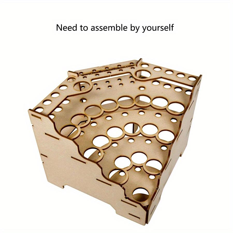 1pc 15/24 holes DIY Pigment Bottle &brush Wooden Storage Organizer Holder,Color Paint Ink Brush Stand Rackfor School &Home. 24 Holes