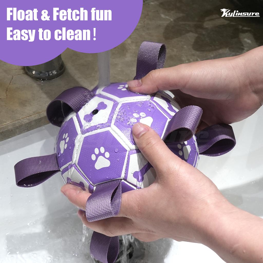 Dog Toys Soccer Ball with Straps, Interactive Dog Toys for Tug of War, Puppy Birthday Gifts, Water Toy, Durable Dogs Balls World