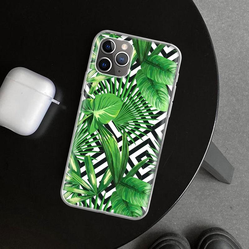Summer Tropical Plants Green Leaf Phone Case Cover for iPhone 11 12 13 Mini 14 15 Plus 16 Pro Max 17 Air 7 8 + SE Art Customized