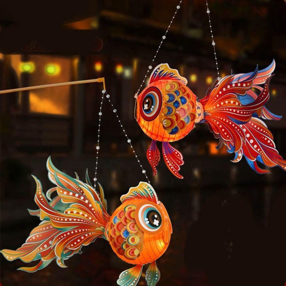 Hand Made Goldfish Lantern DIY Glowing Handheld Lantern Middle Autumn Festival Lantern  for Kids