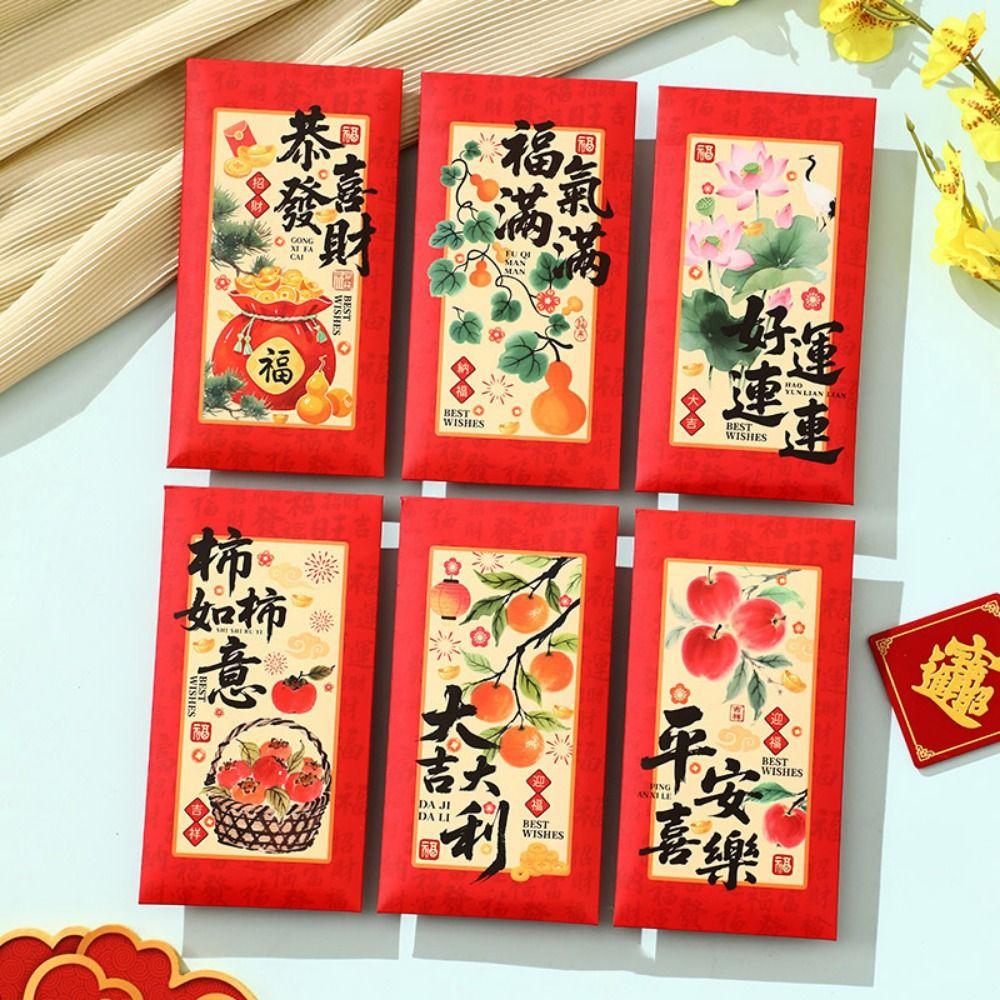 6Pcs Paper 2026 Horse Year Red Envelope Cartoon Lucky Money Bag Horse Year Money Envelope  New Year