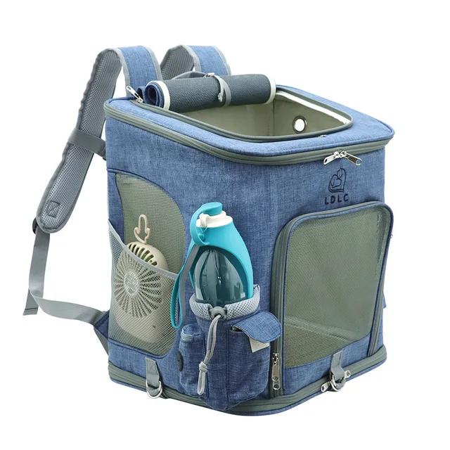 

Travel bag sports backpack Portable collapsible breathable pet backpack medium cat dog out of the bag cat backpacks cosset bag size M светло-синий